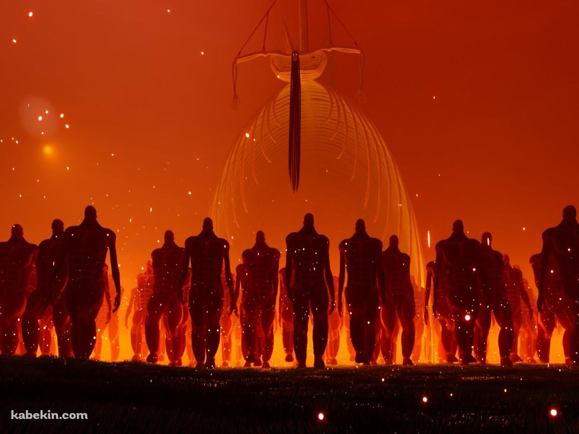 進撃する巨人の群れ / シルエット / 進撃の巨人の壁紙(1152px x 864px) 高画質 PC・デスクトップ用