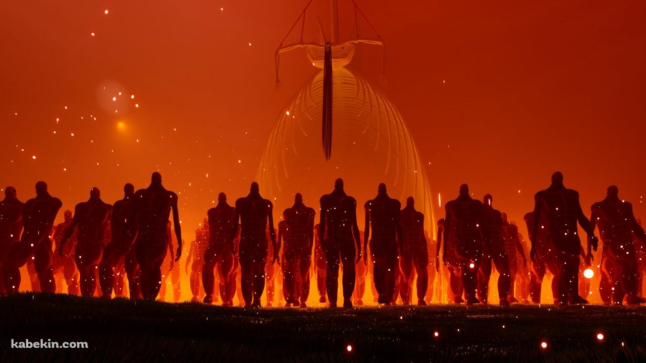 進撃する巨人の群れ / シルエット / 進撃の巨人の壁紙(1280px x 720px) 高画質 PC・デスクトップ用
