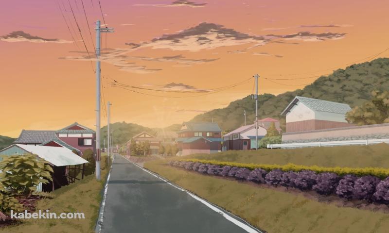 夕暮れ時、真っ直ぐ続く舗装された道 / 田舎 / 電柱の壁紙(800px x 480px) 高画質 PC・デスクトップ用