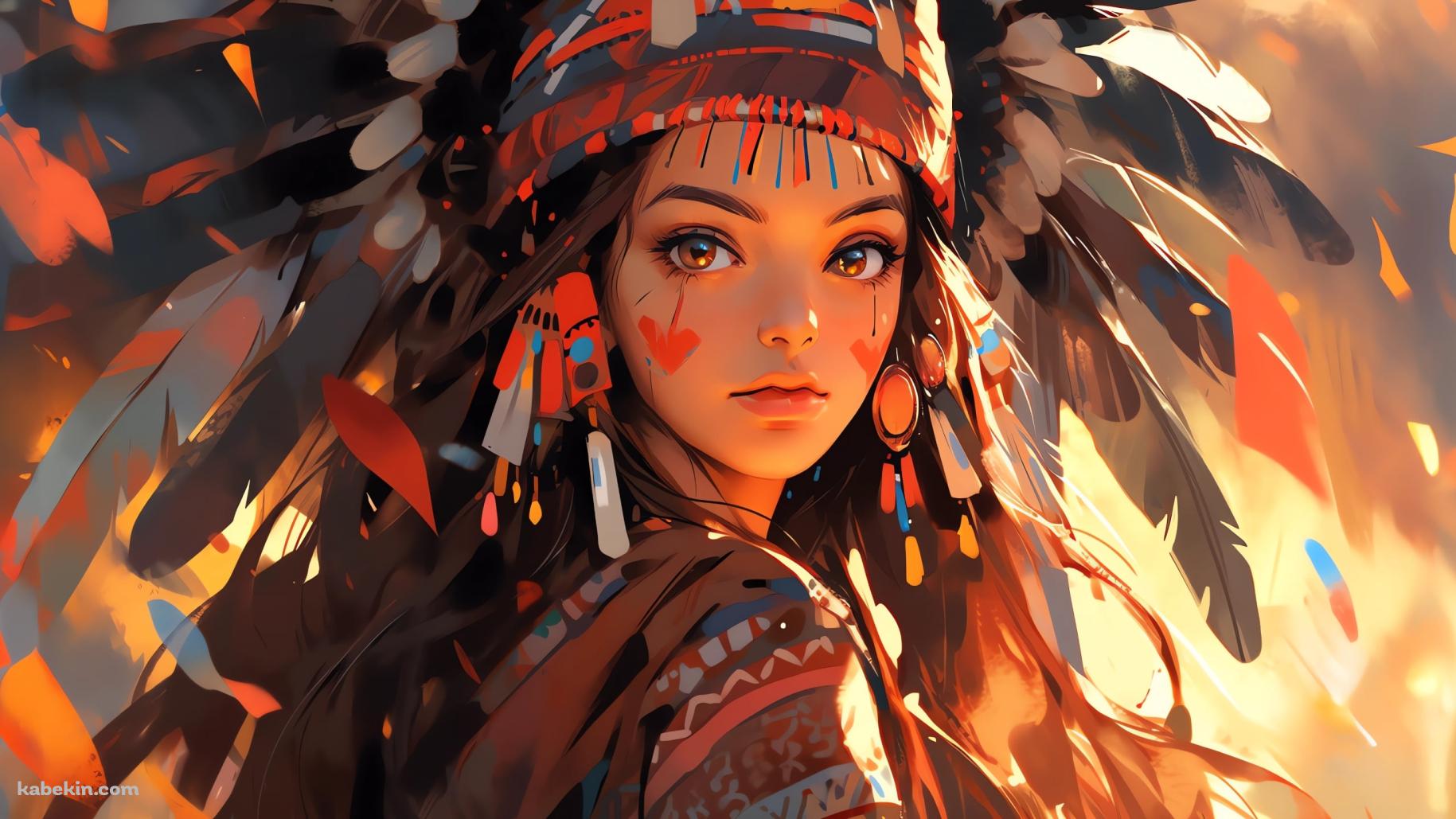 AIで描かれたインディアンの可愛い女性の壁紙(1829px x 1029px) 高画質 PC・デスクトップ用