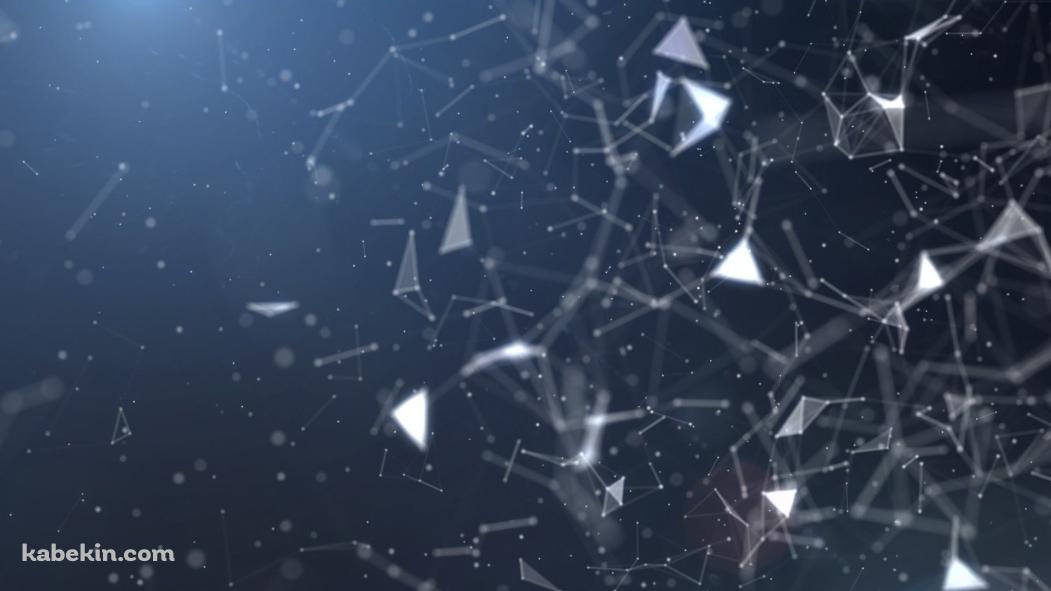 飛散する三角のポリゴンの壁紙(1051px x 591px) 高画質 PC・デスクトップ用