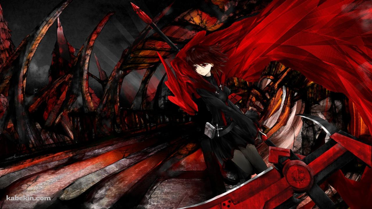 暗い世界で鎌を振るうルビーローズ / RWBYの壁紙(1280px x 720px) 高画質 PC・デスクトップ用