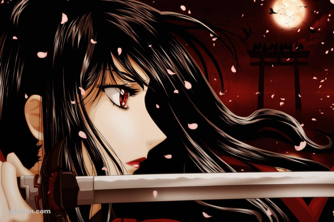 剣をかまえる更衣小夜 / ブラッドシーの壁紙(1152px x 768px) 高画質 PC・デスクトップ用