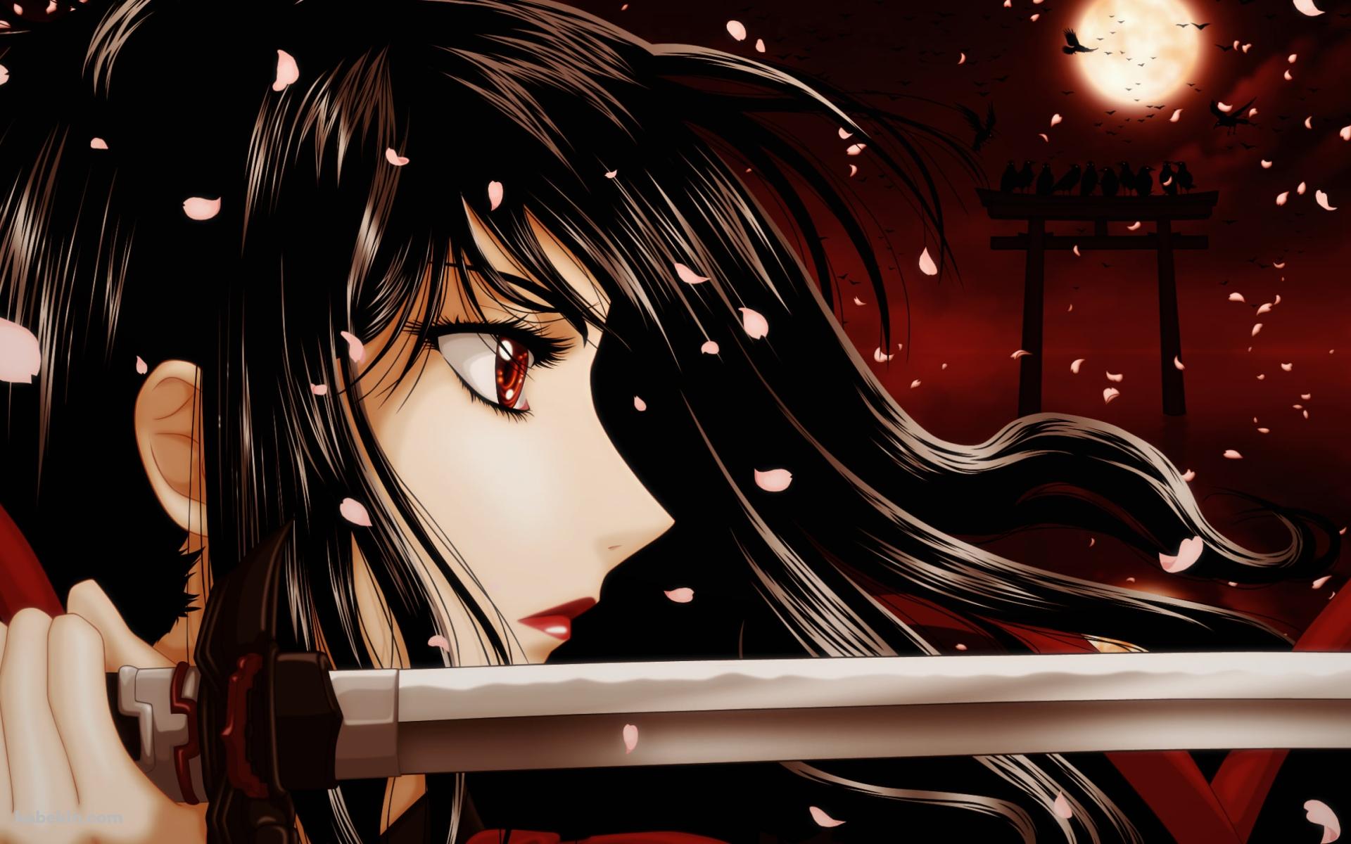 剣をかまえる更衣小夜 / ブラッドシーの壁紙(1920px x 1200px) 高画質 PC・デスクトップ用