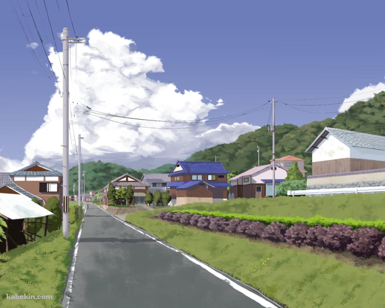 晴れた日の真っ直ぐ続く舗装された道 / 田舎 / 電柱の壁紙(1280px x 1024px) 高画質 PC・デスクトップ用