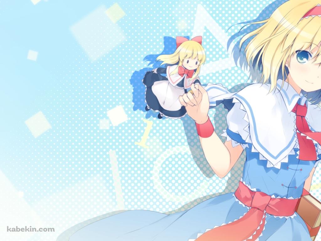 茶色いカバーの本を持つアリス・マーガトロイド / 東方の壁紙(1024px x 768px) 高画質 PC・デスクトップ用