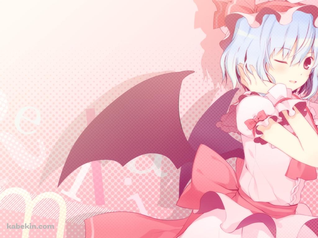 髪に手をあてウィンクするレミリア・スカーレット / 東方の壁紙(1024px x 768px) 高画質 PC・デスクトップ用