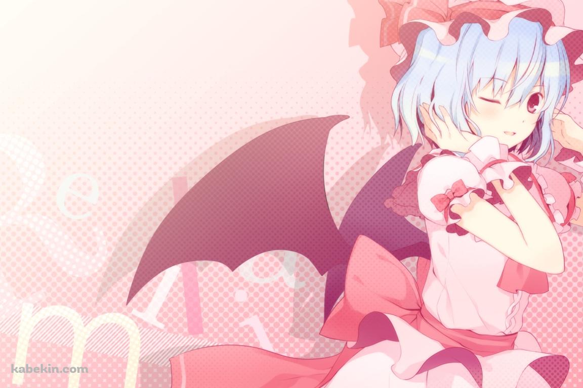 髪に手をあてウィンクするレミリア・スカーレット / 東方の壁紙(1152px x 768px) 高画質 PC・デスクトップ用