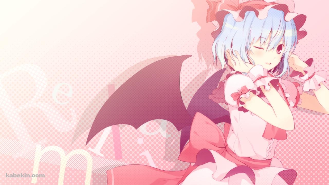 髪に手をあてウィンクするレミリア・スカーレット / 東方の壁紙(1280px x 720px) 高画質 PC・デスクトップ用