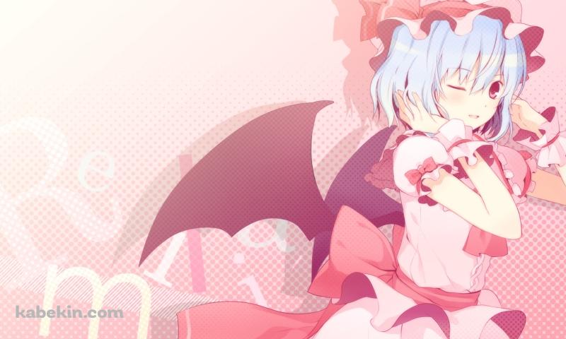 髪に手をあてウィンクするレミリア・スカーレット / 東方の壁紙(800px x 480px) 高画質 PC・デスクトップ用