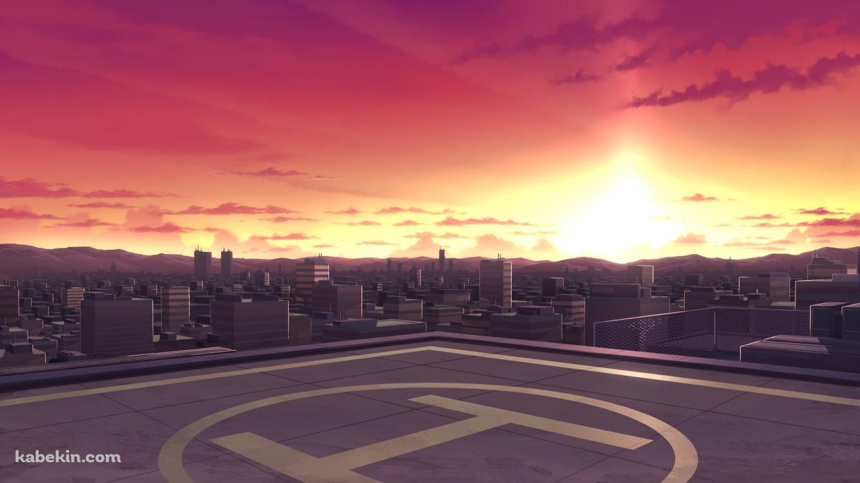 夕暮れ時のヘリコプターの発着場 / ヘリポートの壁紙(1242px x 698px) 高画質 PC・デスクトップ用