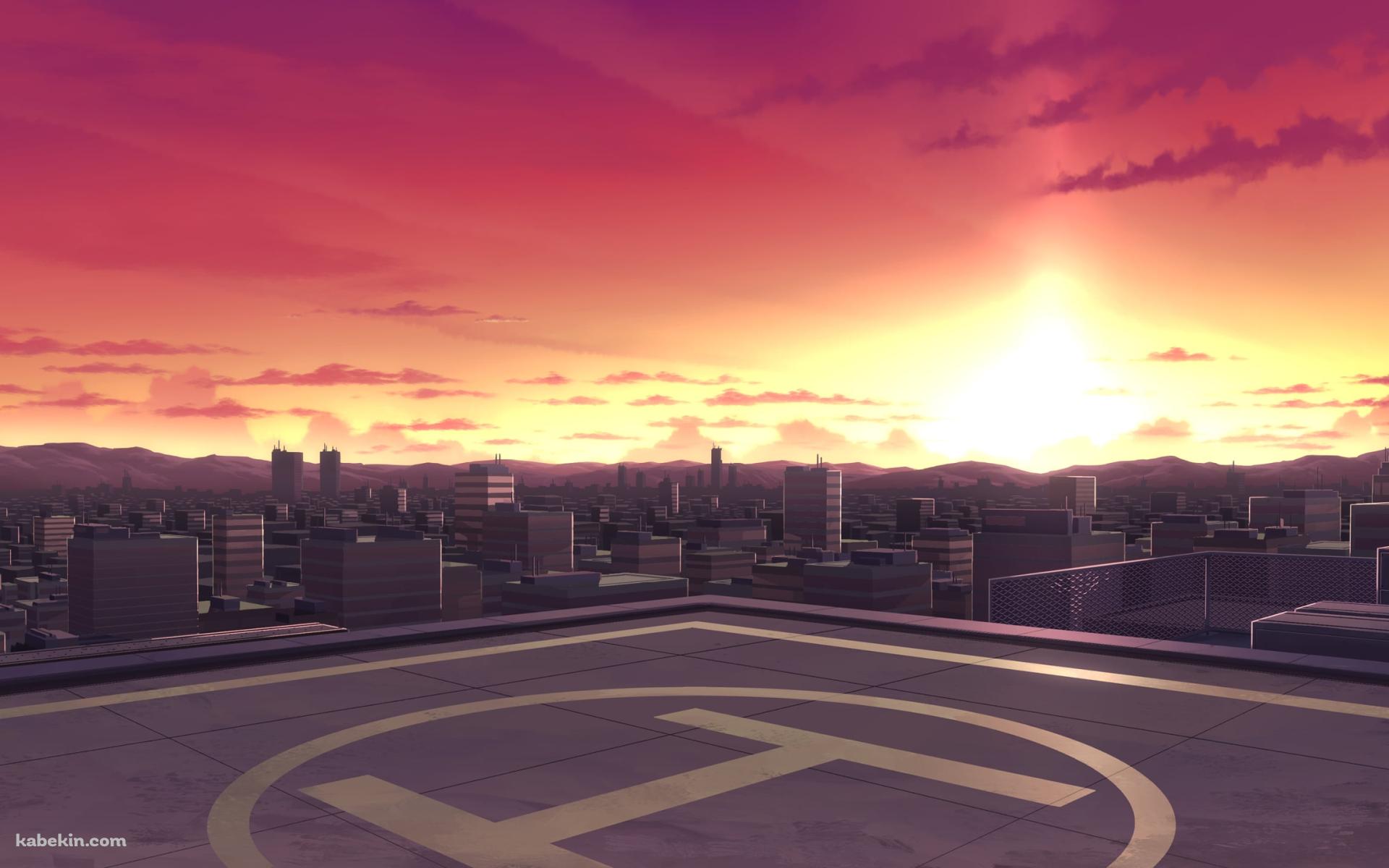 夕暮れ時のヘリコプターの発着場 / ヘリポートの壁紙(1920px x 1200px) 高画質 PC・デスクトップ用