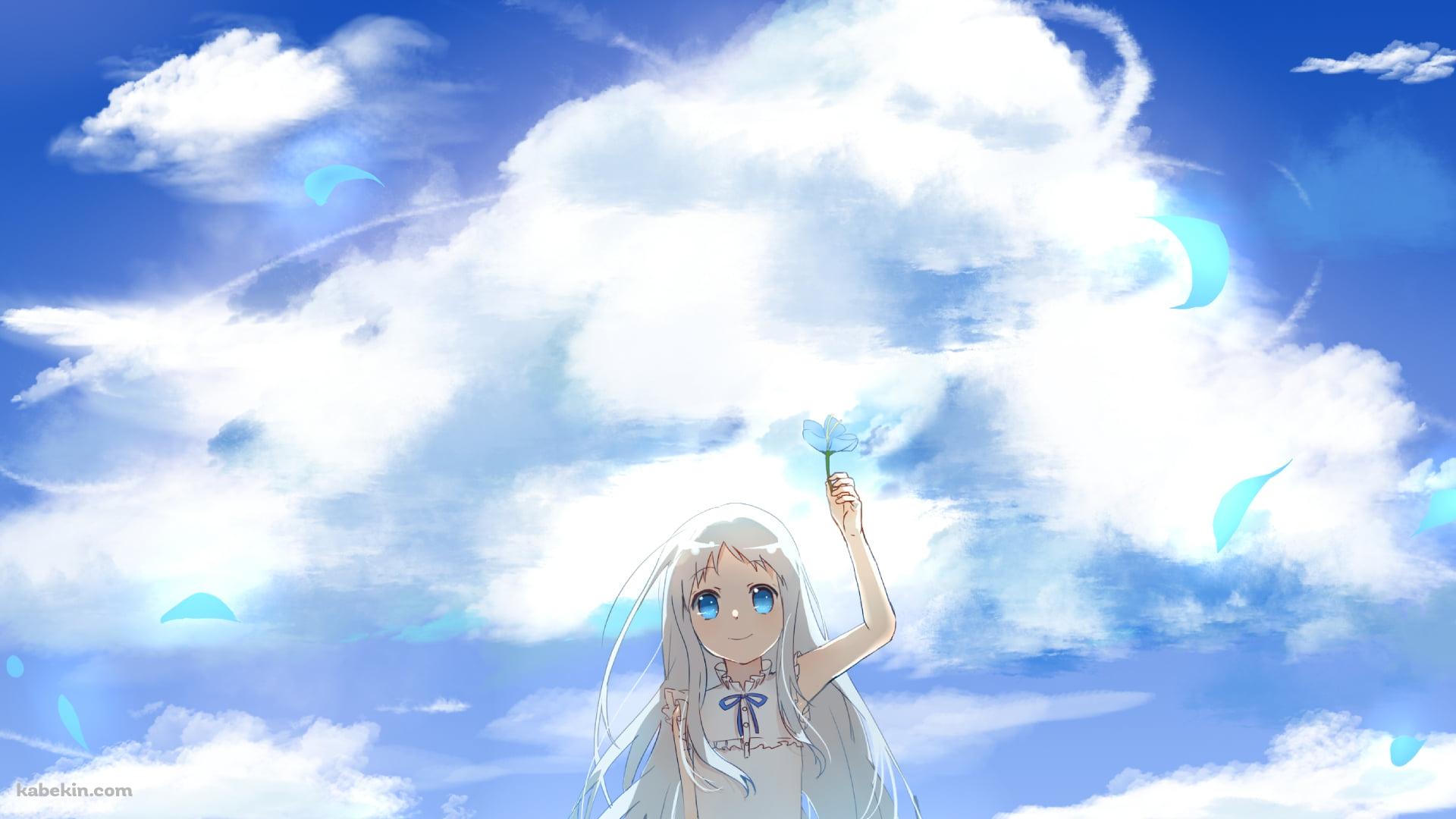 青い花を天にかざす本間芽衣子 / あの花の壁紙(1920px x 1080px) 高画質 PC・デスクトップ用