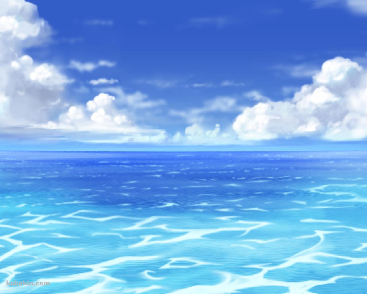 夏の穏やかな海 / 水平線 / 白い雲の壁紙(1280px x 1024px) 高画質 PC・デスクトップ用