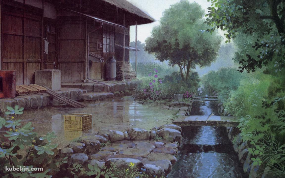 古びた日本家屋 / 川の壁紙(1152px x 720px) 高画質 PC・デスクトップ用
