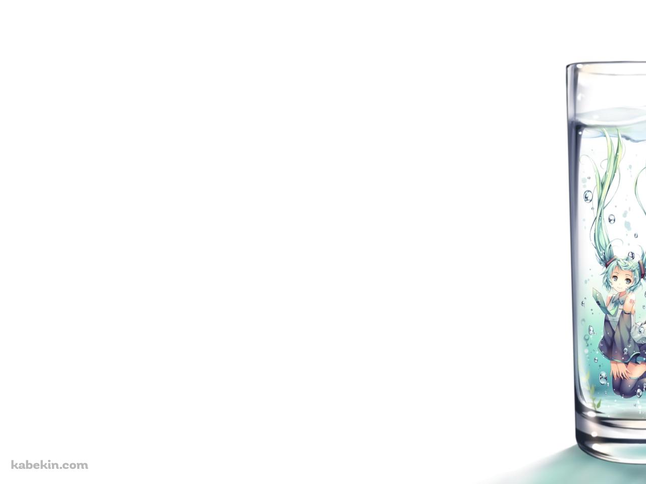 コップに入った可愛い初音ミク / 巻きあがるツインテール / ボカロの壁紙(1280px x 960px) 高画質 PC・デスクトップ用