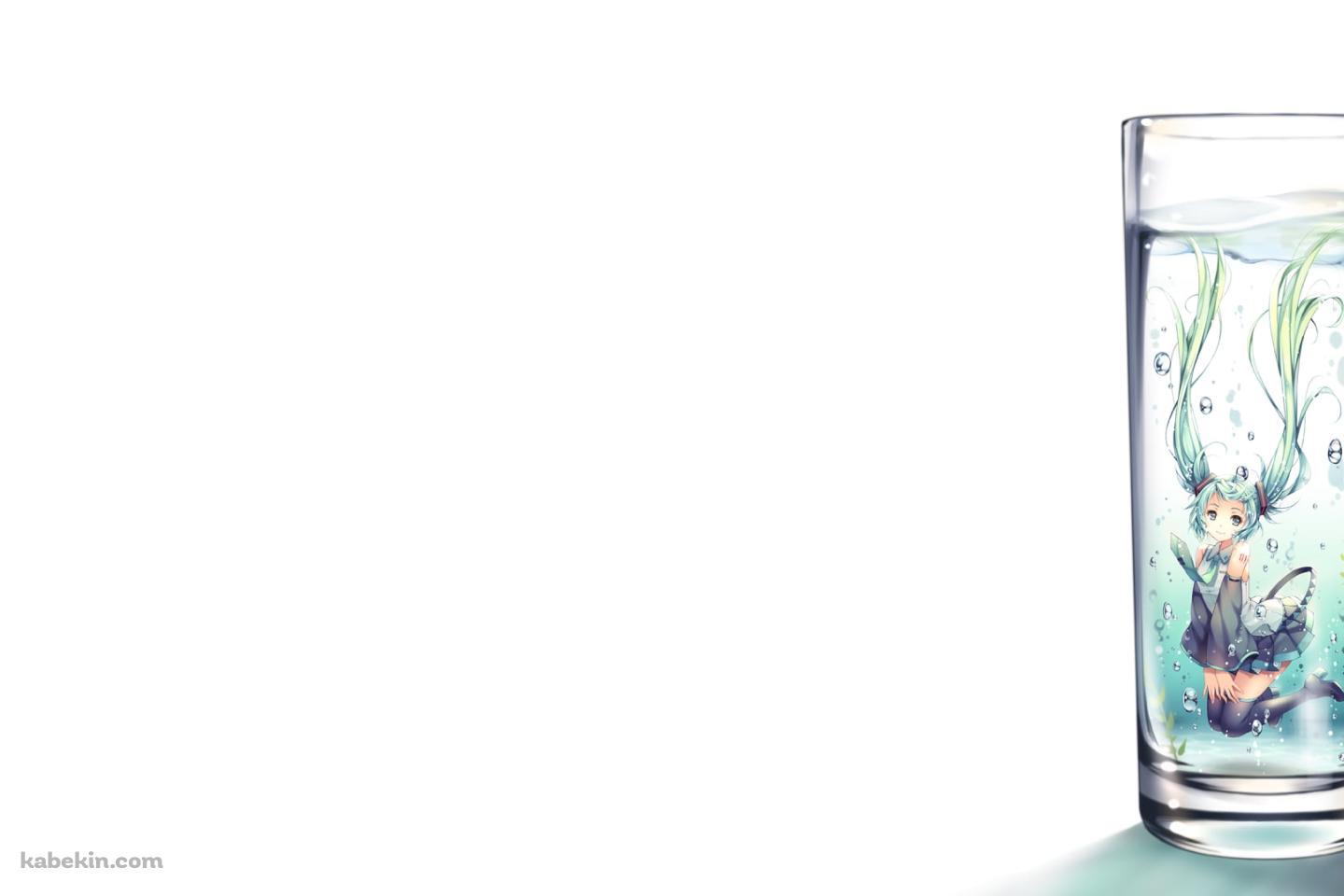 コップに入った可愛い初音ミク / 巻きあがるツインテール / ボカロの壁紙(1440px x 960px) 高画質 PC・デスクトップ用