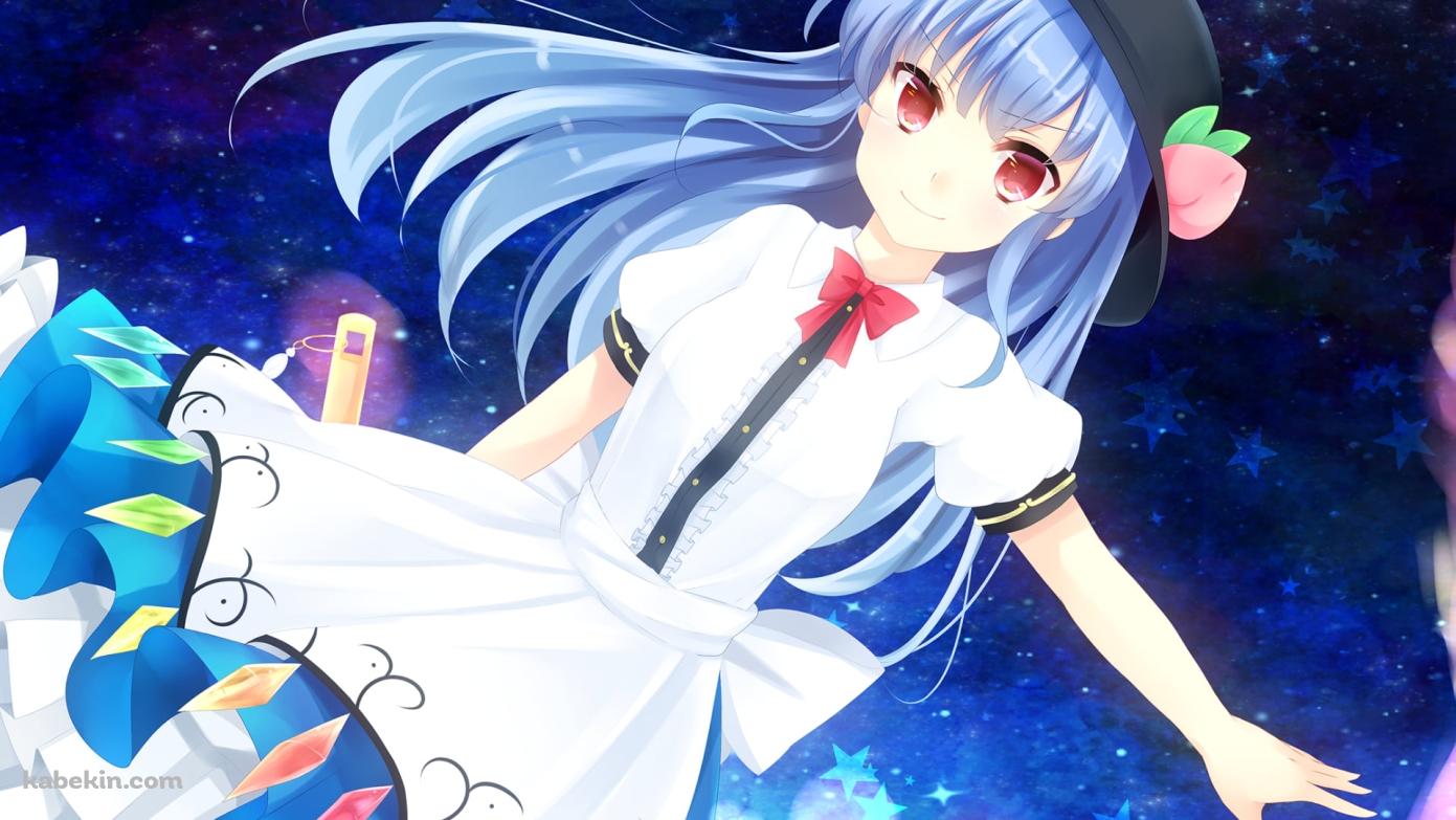 左手をかざす比那名居天子 / 綺麗な星空 / 赤い瞳 / 東方の壁紙(1391px x 783px) 高画質 PC・デスクトップ用