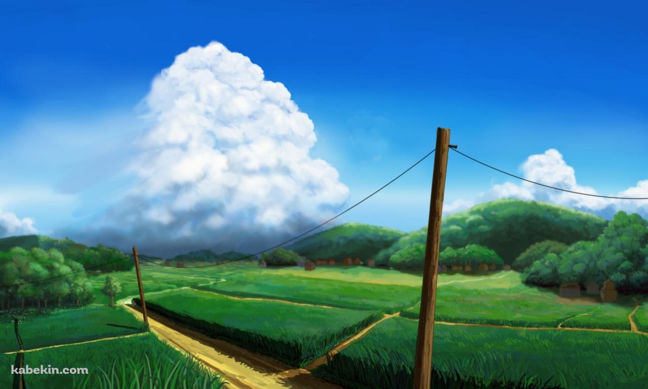 綺麗な田園風景と大きな白い雲 / 夏の壁紙(1280px x 768px) 高画質 PC・デスクトップ用