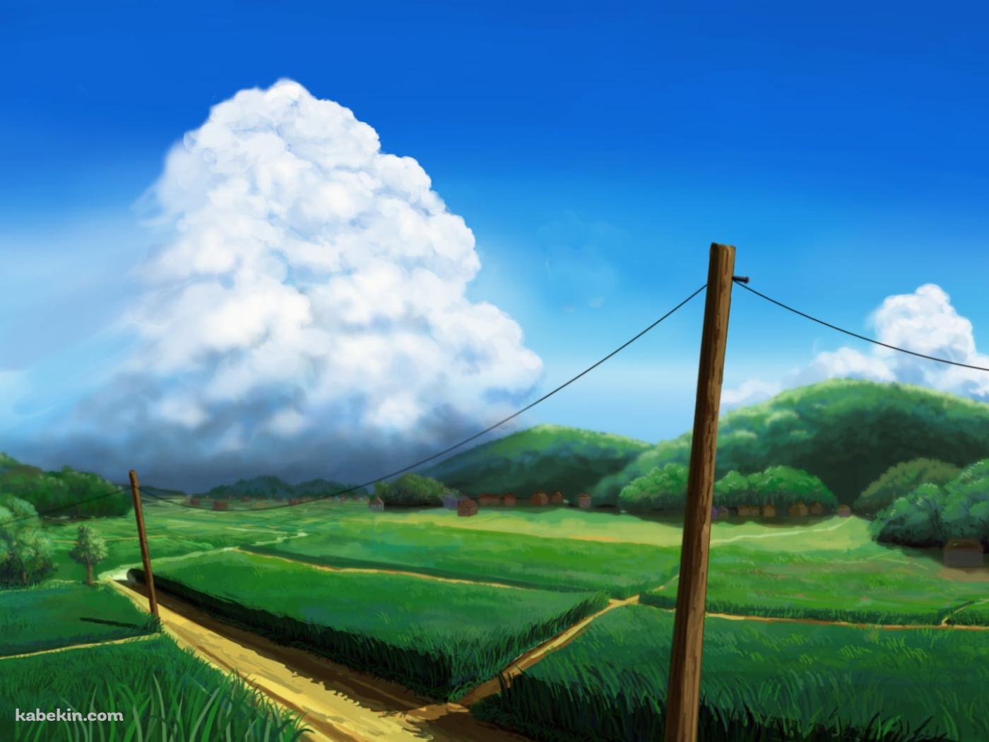 綺麗な田園風景と大きな白い雲 / 夏の壁紙(1400px x 1050px) 高画質 PC・デスクトップ用