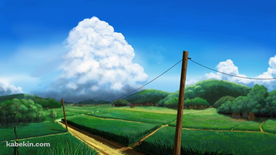 綺麗な田園風景と大きな白い雲 / 夏の壁紙(960px x 540px) 高画質 PC・デスクトップ用