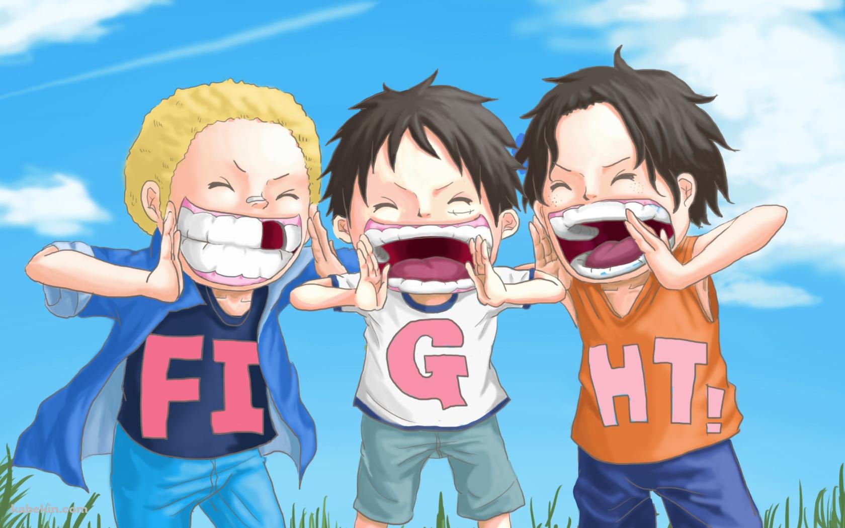 FIGHT! / モンキー・d・ルフィ / ポートガス・d・エース / サボ / むき出しの歯茎 / ワンピースの壁紙(1680px x 1050px) 高画質 PC・デスクトップ用