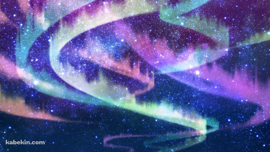 緑・紫のオーロラの壁紙(1051px x 591px) 高画質 PC・デスクトップ用