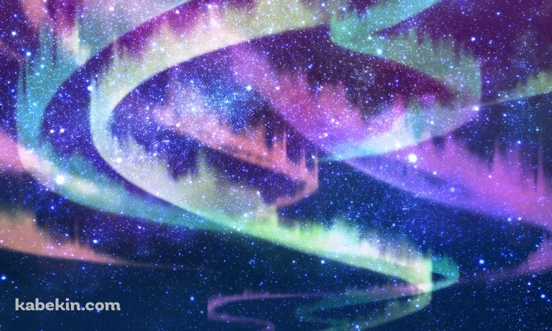 緑・紫のオーロラの壁紙(800px x 480px) 高画質 PC・デスクトップ用
