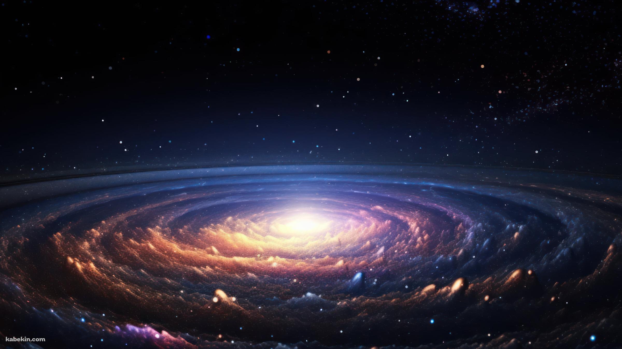 連なる円状の宇宙 / カラフルな星空の壁紙(2400px x 1350px) 高画質 PC・デスクトップ用