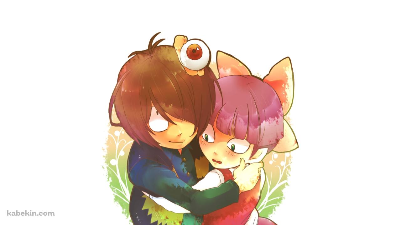 猫娘と抱き合う鬼太郎 / 目玉おやじ / ゲゲゲの鬼太郎の壁紙(1280px x 720px) 高画質 PC・デスクトップ用