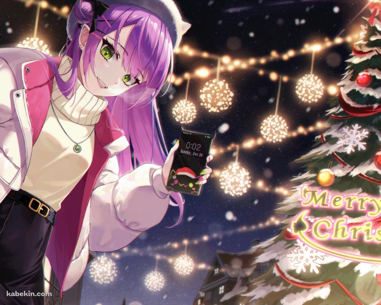 クリスマスツリーと常闇トワ / ホロライブ / バーチャルYouTuber / Vtuberの壁紙(1280px x 1024px) 高画質 PC・デスクトップ用