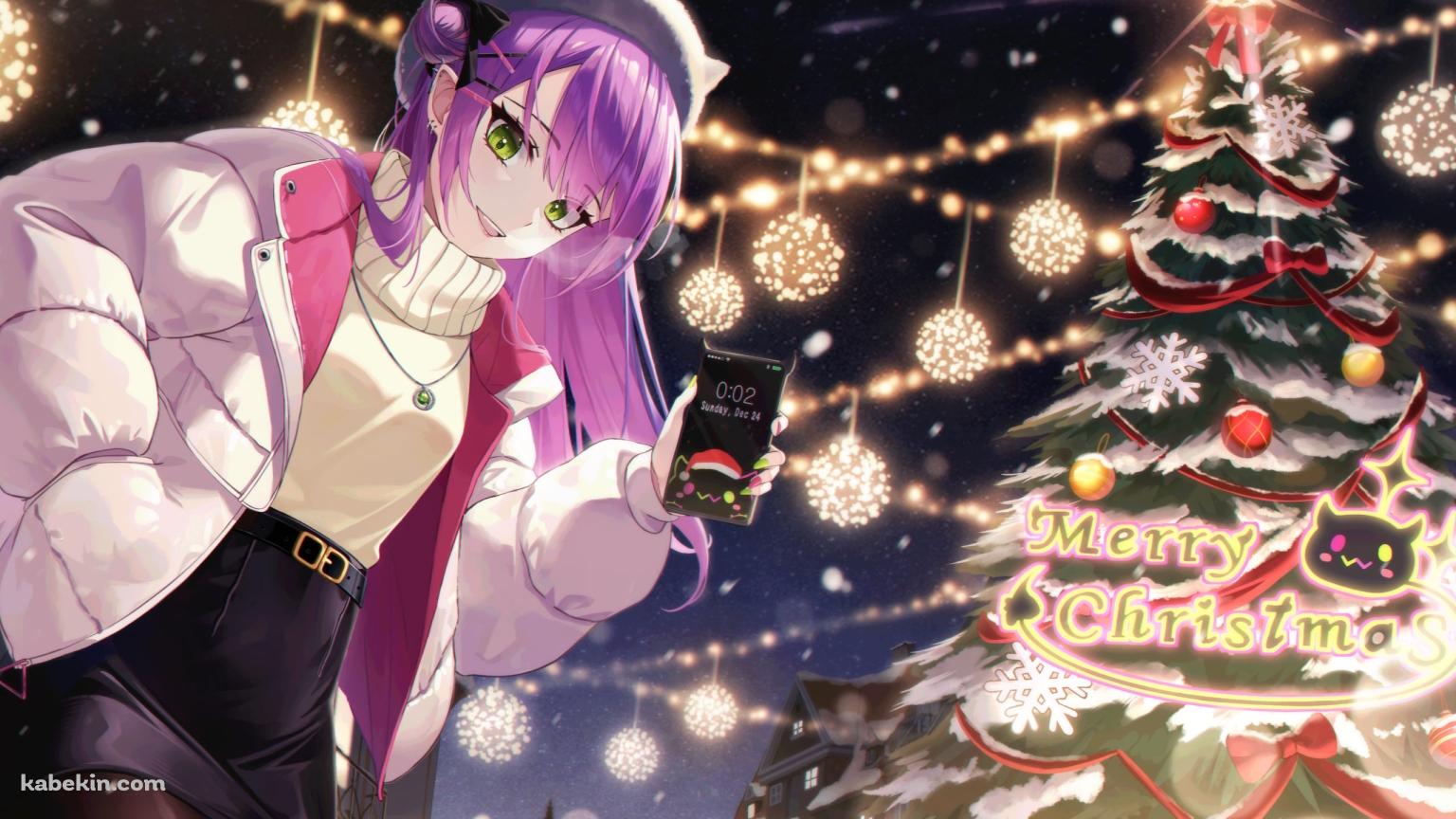 クリスマスツリーと常闇トワ / ホロライブ / バーチャルYouTuber / Vtuberの壁紙(1536px x 864px) 高画質 PC・デスクトップ用