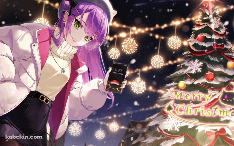 クリスマスツリーと常闇トワ / ホロライブ / バーチャルYouTuber / Vtuberの壁紙(960px x 600px) 高画質 PC・デスクトップ用