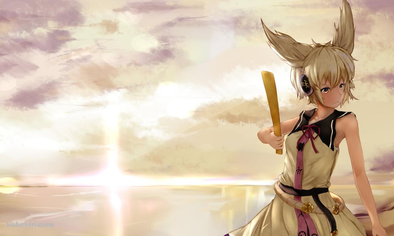 海沿いで笏を持つ豊聡耳神子 / 東方の壁紙(1280px x 768px) 高画質 PC・デスクトップ用