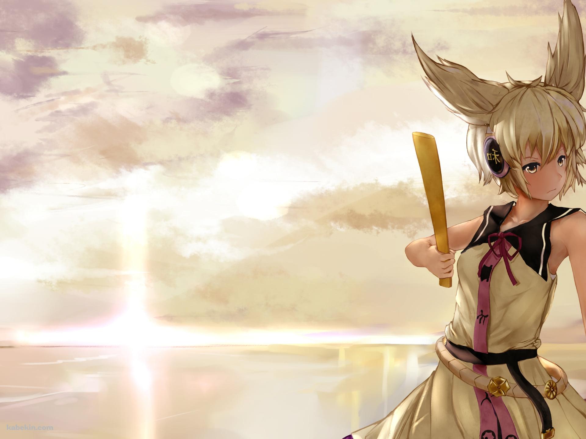 海沿いで笏を持つ豊聡耳神子 / 東方の壁紙(1920px x 1440px) 高画質 PC・デスクトップ用