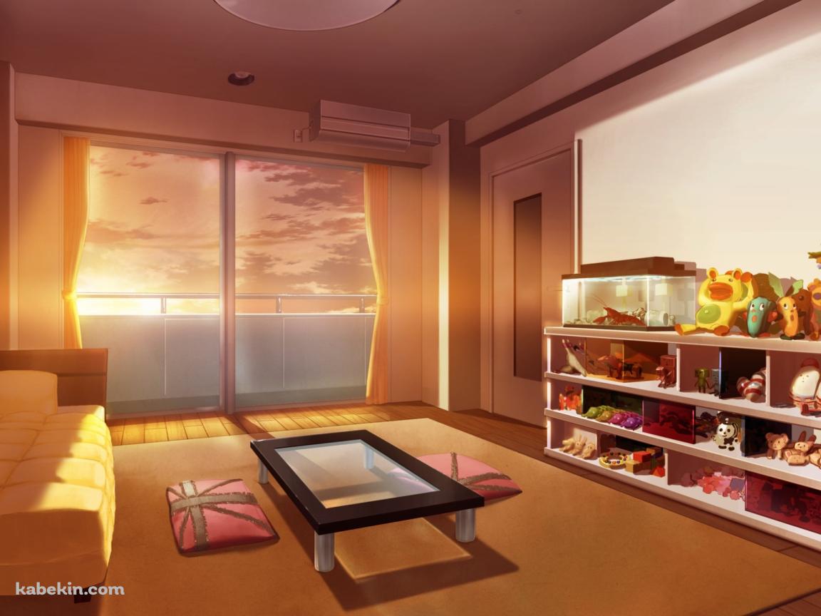 夕陽が差し込む部屋 / ベッドの壁紙(1152px x 864px) 高画質 PC・デスクトップ用