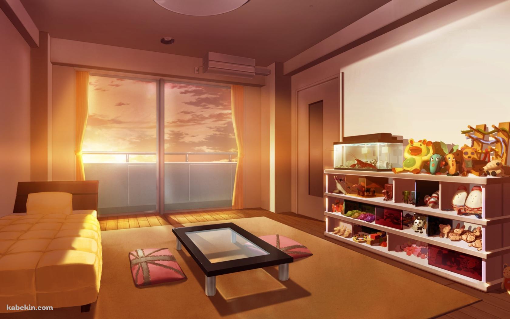 夕陽が差し込む部屋 / ベッドの壁紙(1680px x 1050px) 高画質 PC・デスクトップ用