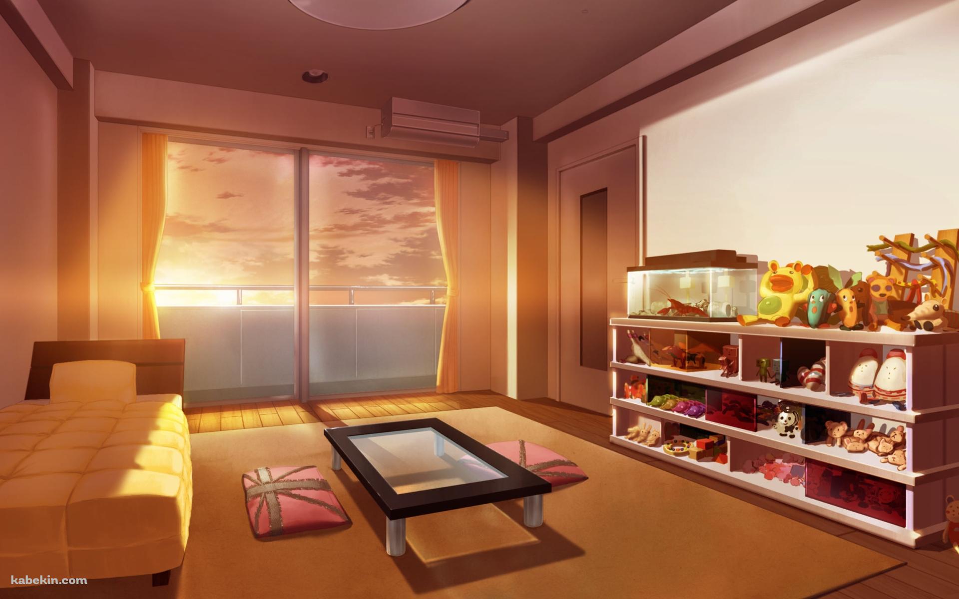 夕陽が差し込む部屋 / ベッドの壁紙(1920px x 1200px) 高画質 PC・デスクトップ用