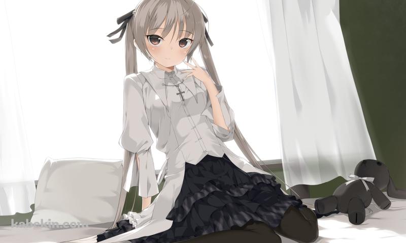 ベッドの上でくつろぐ春日野穹 / ヨスガノソラの壁紙(800px x 480px) 高画質 PC・デスクトップ用