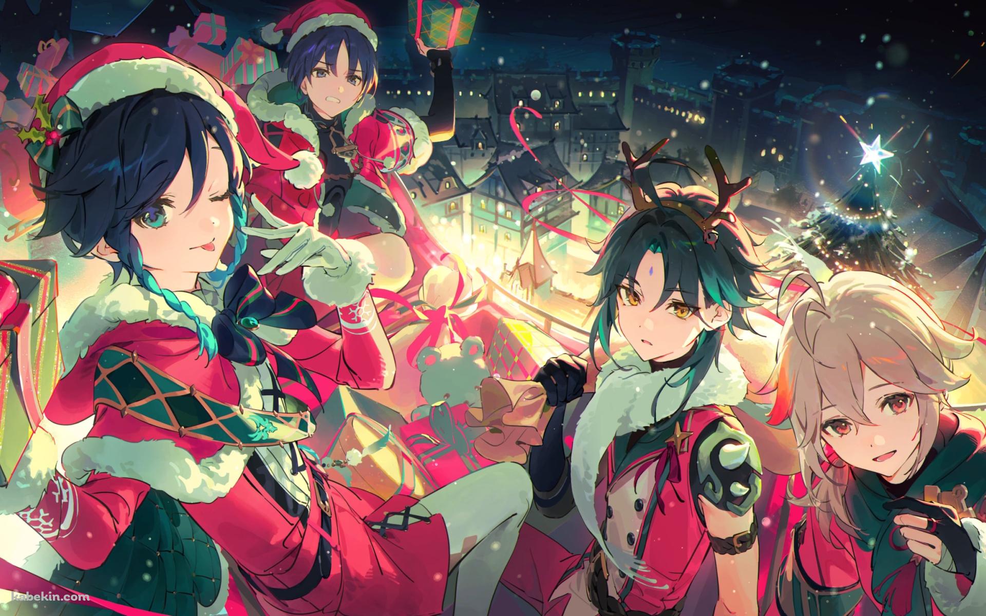 サンタコスの魈・ウェンティ・楓原万葉・スカラマシュ・放浪者 / 原神の壁紙(1920px x 1200px) 高画質 PC・デスクトップ用
