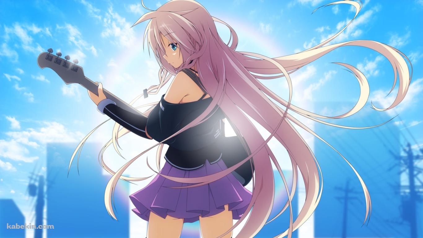ビルの前でギターを弾くIA / ボカロの壁紙(1366px x 768px) 高画質 PC・デスクトップ用