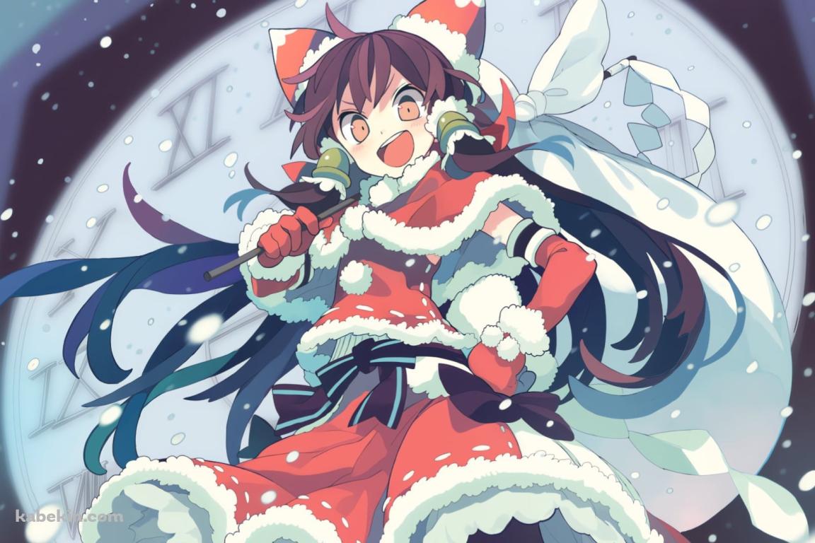 仁王立ちするサンタコスの博麗霊夢 / 東方の壁紙(1152px x 768px) 高画質 PC・デスクトップ用