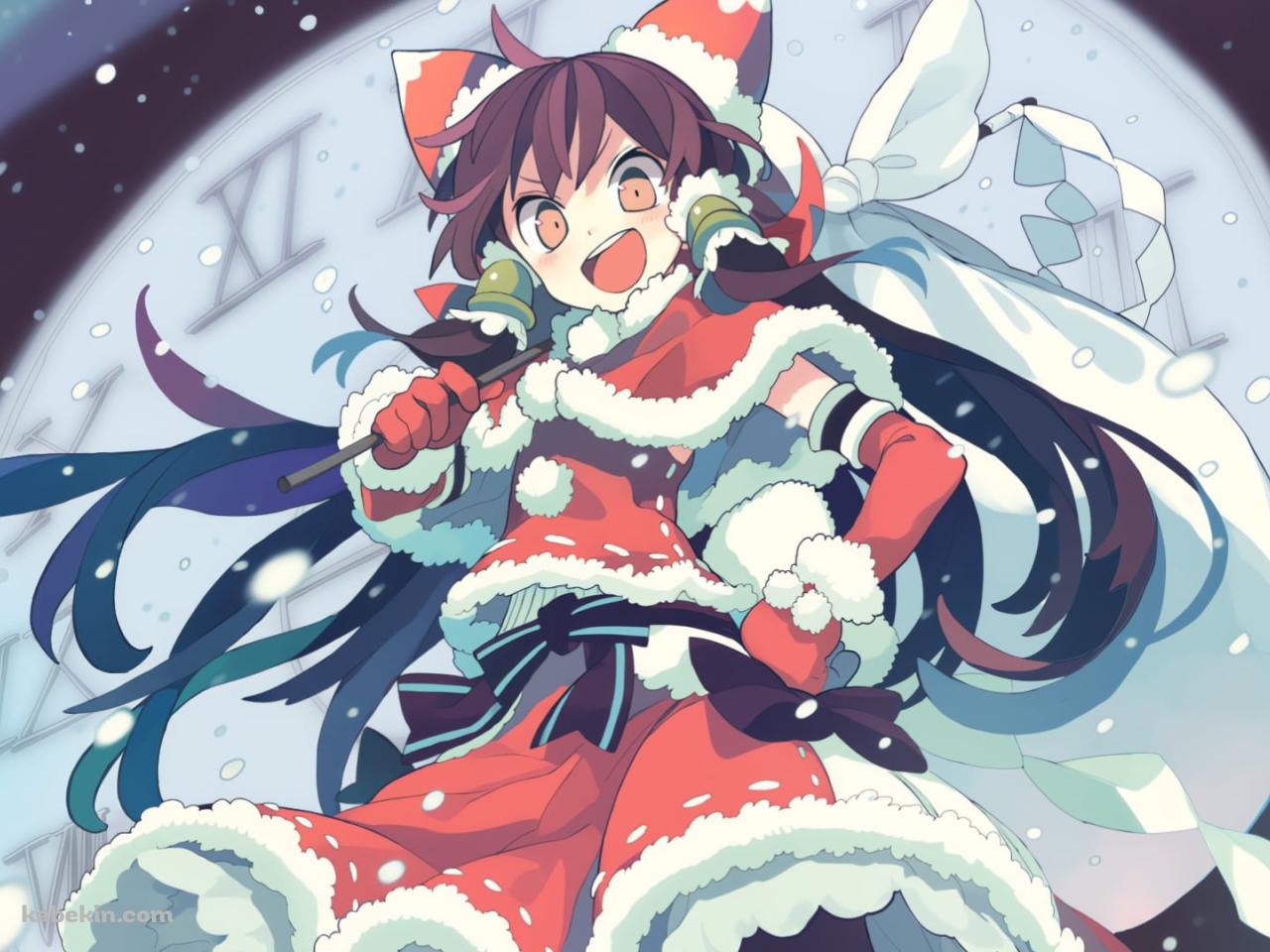仁王立ちするサンタコスの博麗霊夢 / 東方の壁紙(1280px x 960px) 高画質 PC・デスクトップ用
