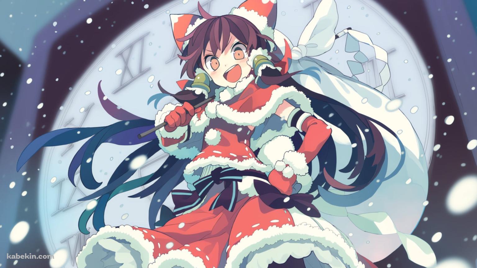 仁王立ちするサンタコスの博麗霊夢 / 東方の壁紙(1536px x 864px) 高画質 PC・デスクトップ用