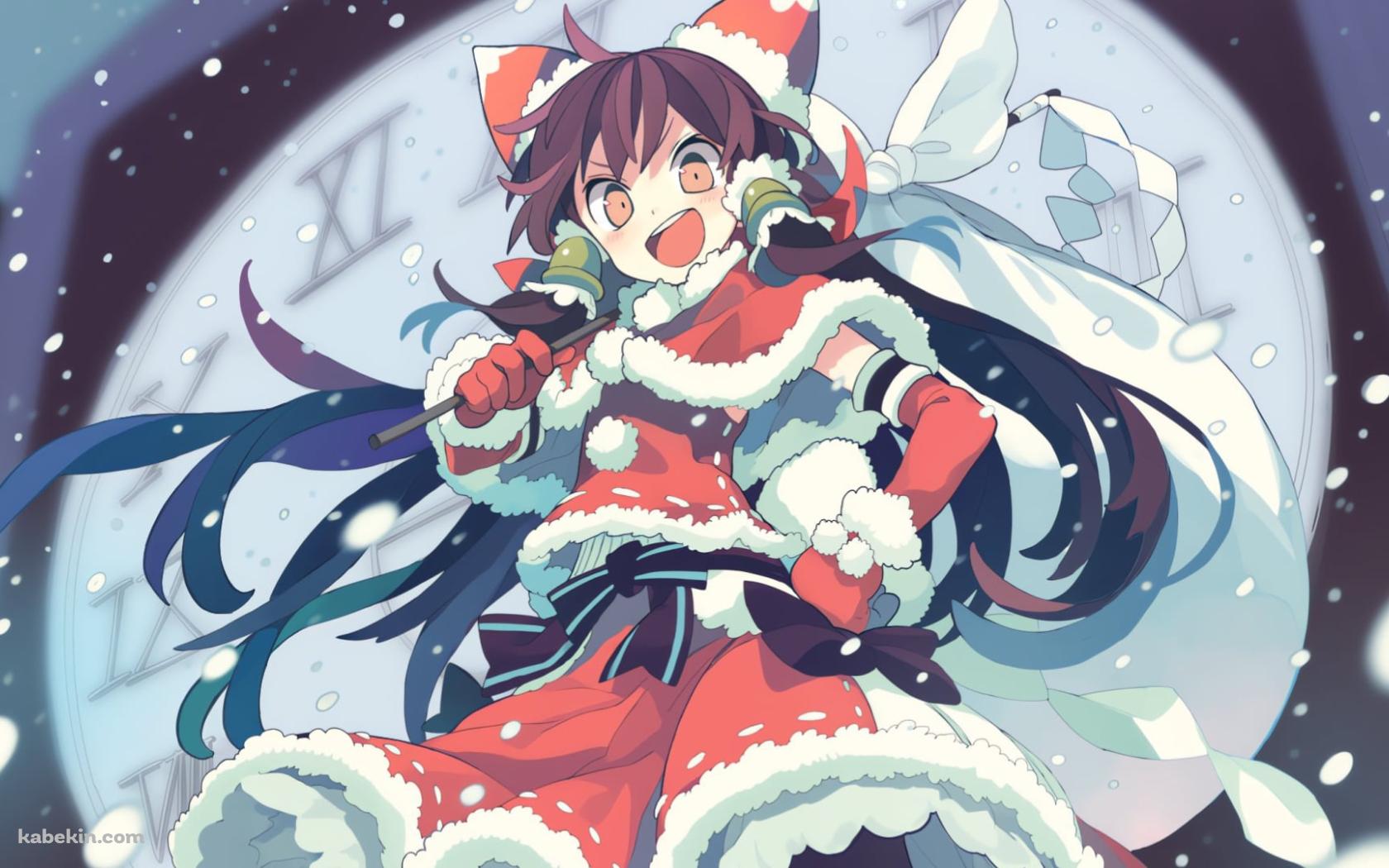 仁王立ちするサンタコスの博麗霊夢 / 東方の壁紙(1680px x 1050px) 高画質 PC・デスクトップ用