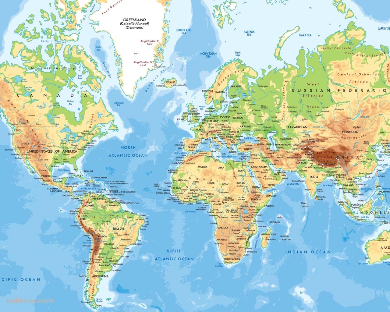 世界地図 / 英語の壁紙(1280px x 1024px) 高画質 PC・デスクトップ用