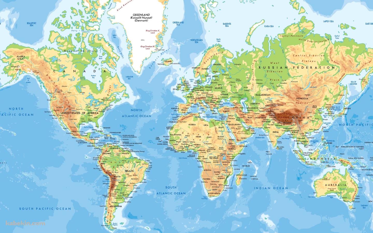 世界地図 / 英語の壁紙(1440px x 900px) 高画質 PC・デスクトップ用