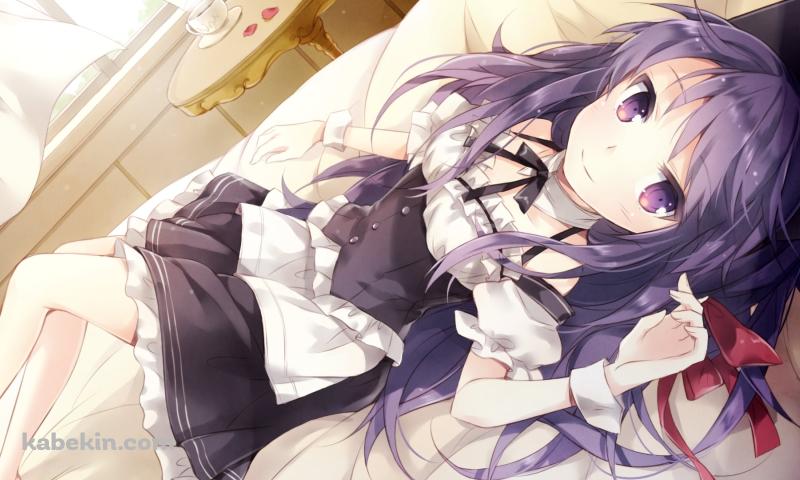 ベッドの上でくつろぐ雪下 美百合 / CAFE SOURIREの壁紙(800px x 480px) 高画質 PC・デスクトップ用