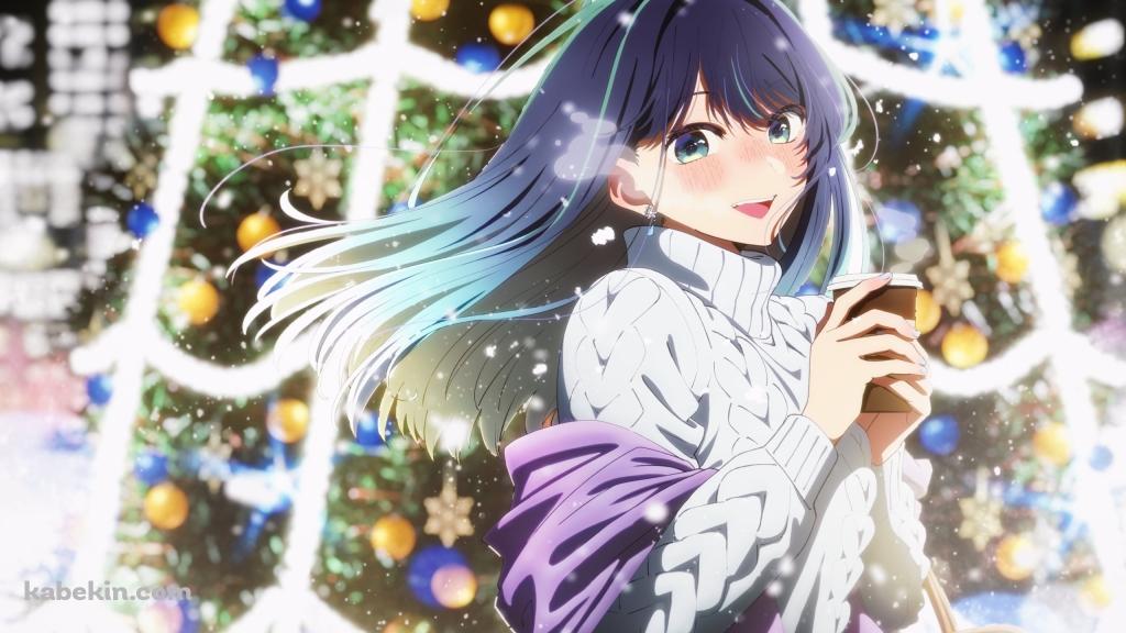 クリスマスツリーの前でホットコーヒーを持つ黒川あかね / 推しの子の壁紙(1024px x 576px) 高画質 PC・デスクトップ用