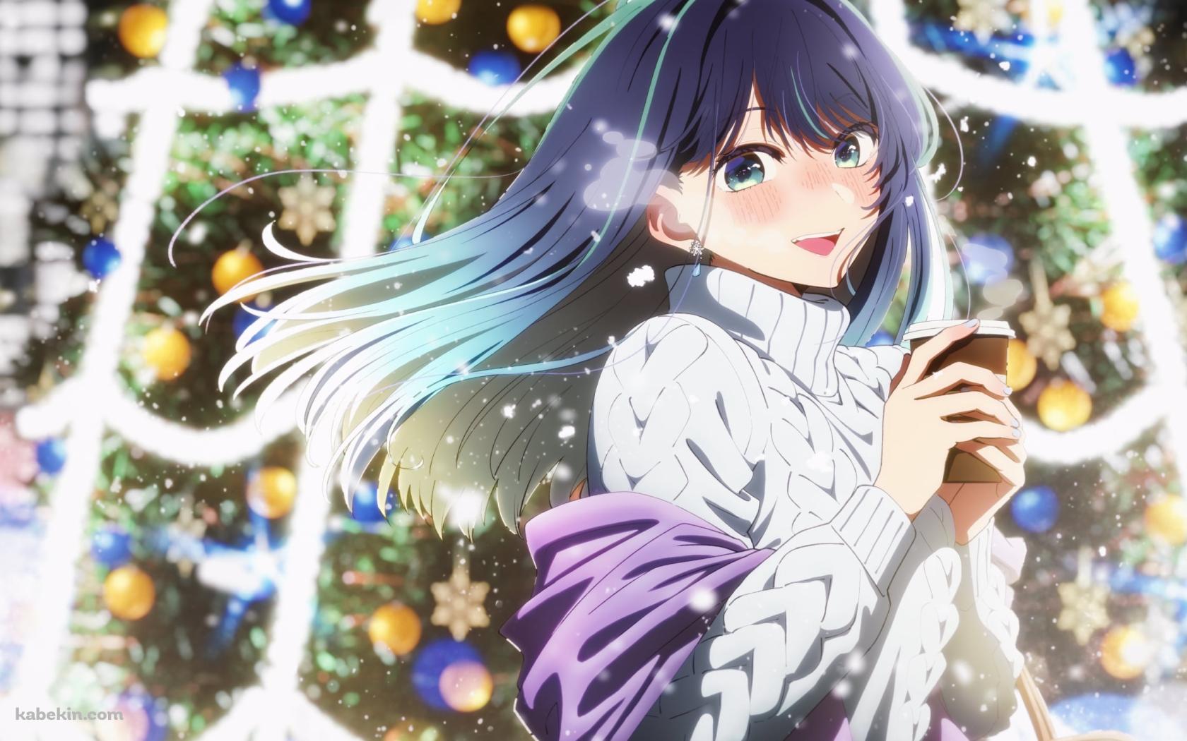 クリスマスツリーの前でホットコーヒーを持つ黒川あかね / 推しの子の壁紙(1680px x 1050px) 高画質 PC・デスクトップ用